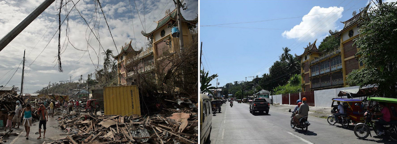 Tacloban, Filippine, il 5 novembre del 2013 e poi il 5 novembre del 2018
(TED ALJIBE/AFP