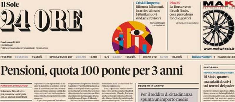 Le prime pagine di venerdì 30 novembre 2018