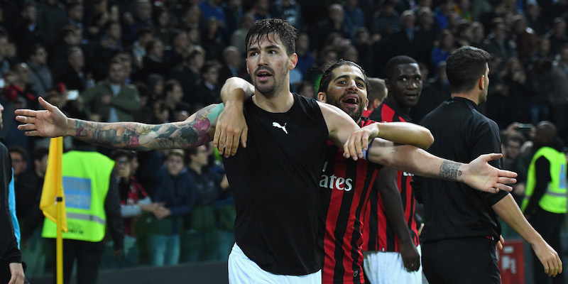 Alessio Romagnoli esulta dopo il gol segnato all'Udinese nel posticipo di Serie A (GettyImages)