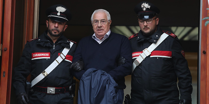 L'arresto di Settimino Mineo, considerato l'erede di Totò Riina, Palermo, 4 dicembre 2018 (ANSA / IGOR PETYX)