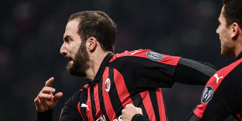 Gonzalo Higuain dopo il gol segnato alla Spal (MARCO BERTORELLO/AFP/Getty Images)