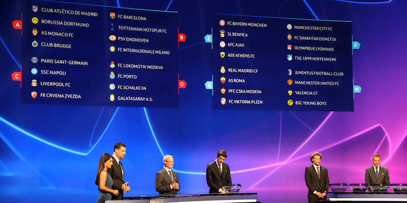 I sorteggi dei gironi di Champions Leauge a Monaco (VALERY HACHE/AFP/Getty Images)