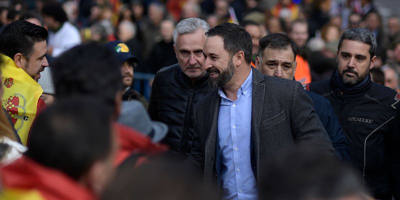 Santiago Abascal, leader del partito di estrema destra Vox, a Madrid (OSCAR DEL POZO/AFP/Getty Images)