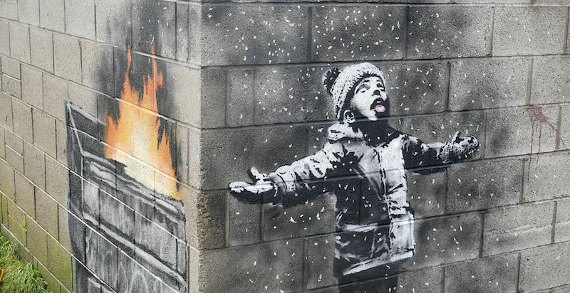 Banksy a Port Talbot, Galles, 20 dicembre 2018
(Ben Birchall/PA Wire / AP photo)