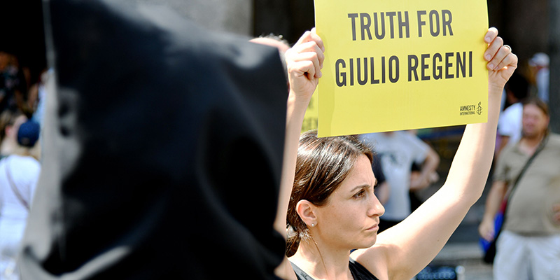 Manifestazione di Amnesty International per Giulio Regeni, Roma, 13 luglio 2016 (VINCENZO PINTO/AFP/Getty Images)