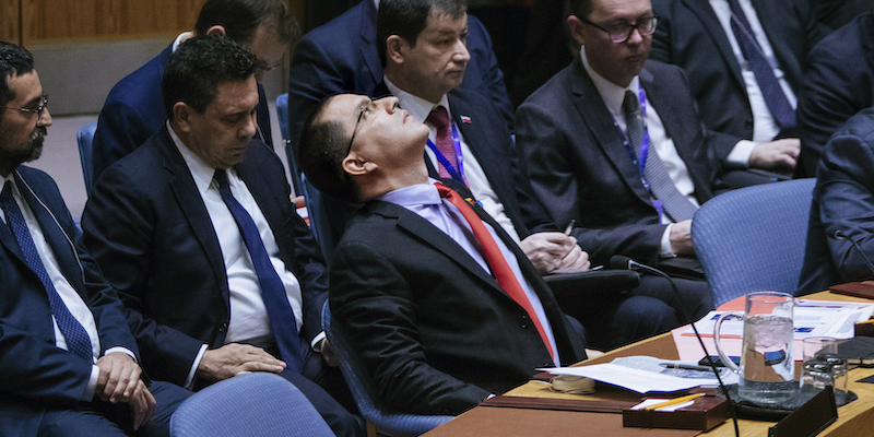 Il ministro degli Esteri venezuelano Jorge Arreaza (AP Photo/Kevin Hagen).