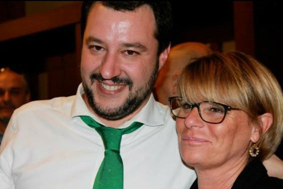Paola Radaelli e Matteo Salvini (in una foto dall'account Twitter dell'ex candidata)