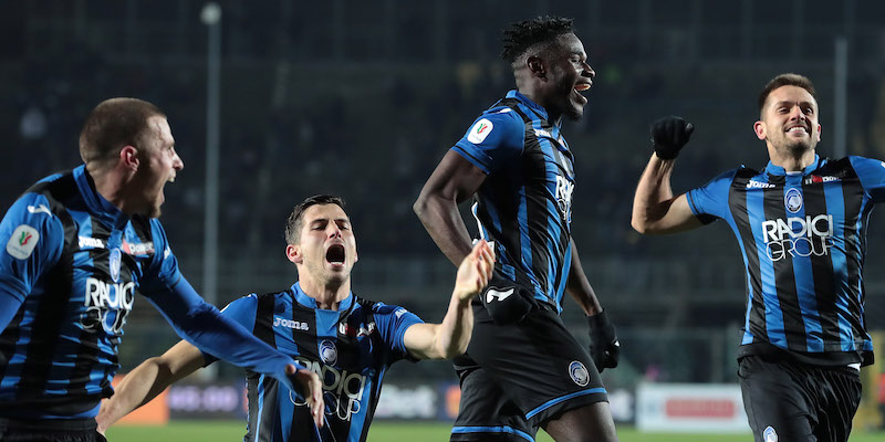 L'Atalanta festeggia la vittoria per 3-0 contro la Juventus che la porta in Semifinale di Coppa Italia. Foto: Getty Images.