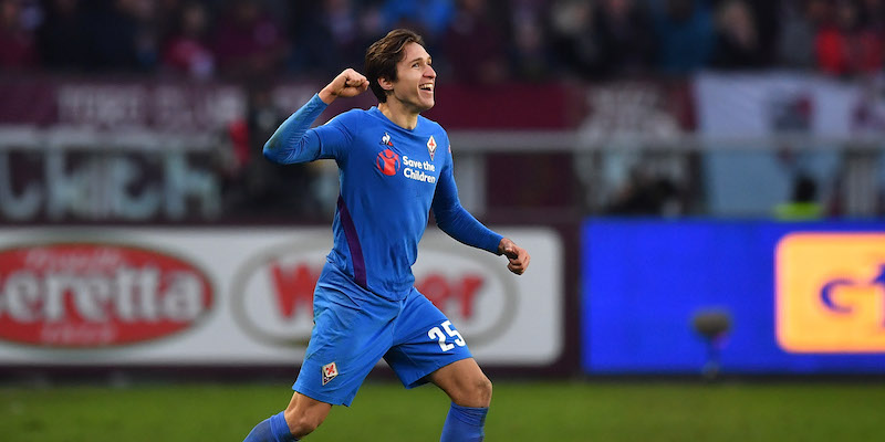 Federico Chiesa esulta dopo il gol del vantaggio segnato al Torino (Getty Images)