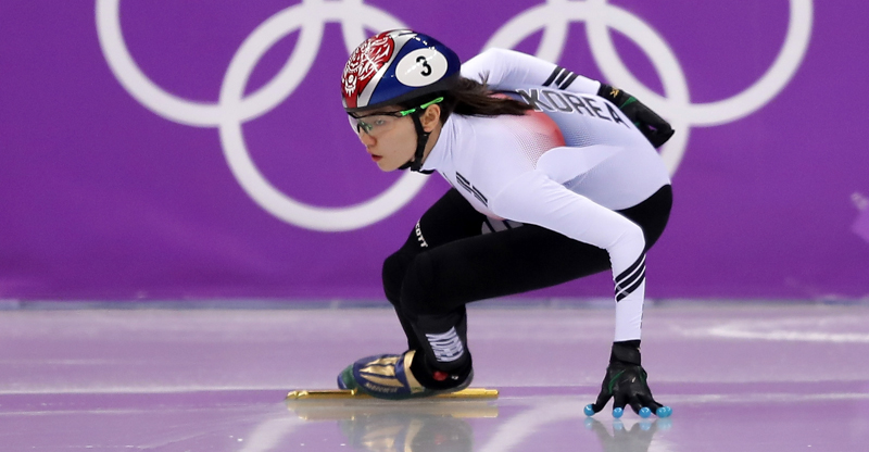 La pattinatrice Shim Suk-hee alle Olimpiadi invernali di Pyeongchang. (Richard Heathcote/Getty Images)