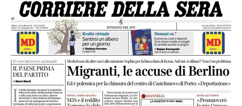 Le prime pagine di mercoledì 23 gennaio 2019