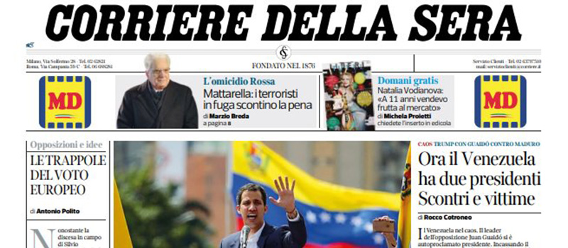 Le prime pagine di giovedì 24 gennaio 2019