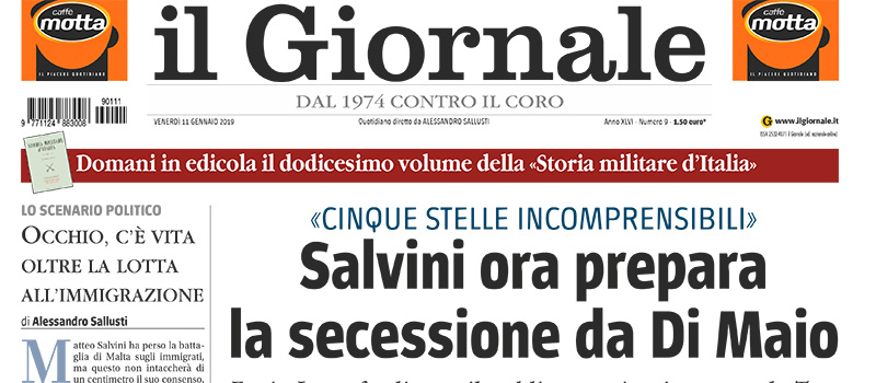 Le prime pagine di venerdì 11 gennaio 2019