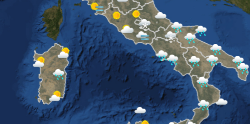 Le previsioni meteo per mercoledì 9 gennaio