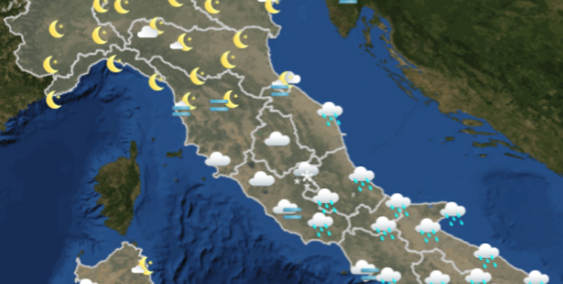 Le previsioni meteo per martedì 8 gennaio