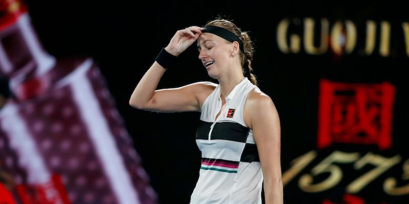 Petra Kvitova dopo la vittoria nella semifinale degli Australian Open contro Danielle Collins (DAVID GRAY/AFP/Getty Images)