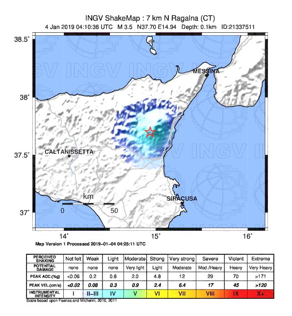 C’è stato un terremoto di magnitudo 3.5 vicino a Catania