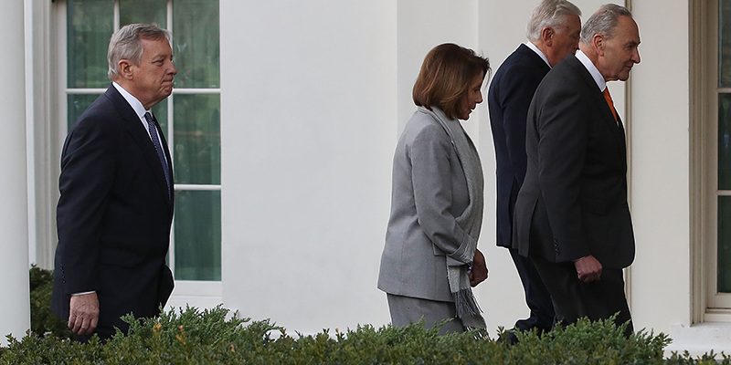 I leader democratici dopo l'incontro con Trump, il 9 gennaio a Washington (Mark Wilson/Getty Images)