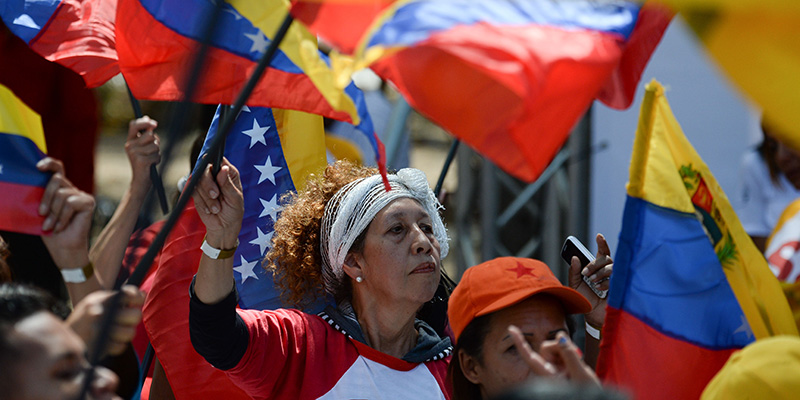 Sostenitori di Maduro, Caracas, 7 febbraio 2019 (FEDERICO PARRA/AFP/Getty Images)