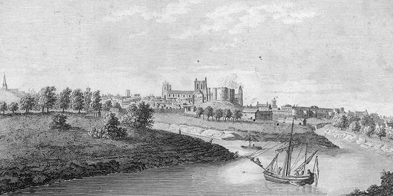 Incisione del 1450 circa che rappresenta la città medievale di York, Regno Unito (Hulton Archive/Getty Images)