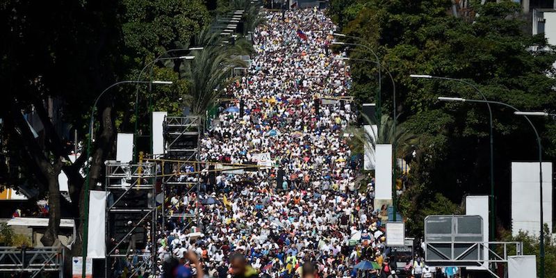 La manifestazione antigovernativa del 2 febbraio 2019, a Caracas, Venezuela (FEDERICO PARRA/AFP/Getty Images)