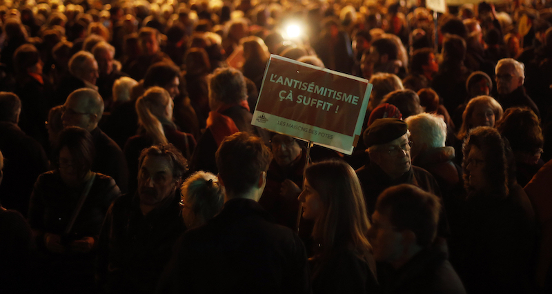 La manifestazione contro l'antisemitismo a Parigi, 19 febbraio
(AP Photo/Thibault Camus)