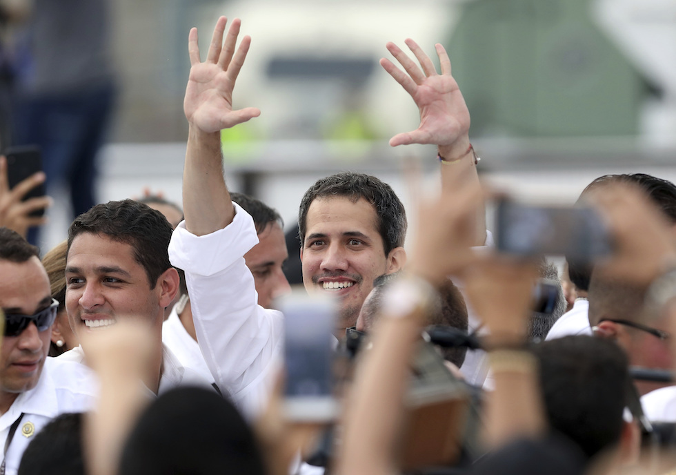 Juan Guaidó al concerto Venezuela Aid Live in Colombia (AP Photo/Fernando Vergara)