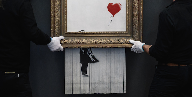 Il quadro di Banksy che si era autodistrutto verrà esposto per un mese in  un museo tedesco - Il Post