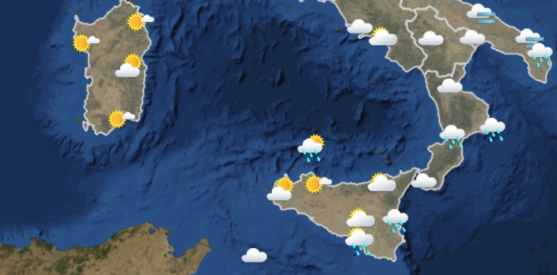 Le previsioni del tempo per la mattina di lunedì 4 febbraio sul sud Italia (Servizio meteorologico dell'Aeronautica militare)