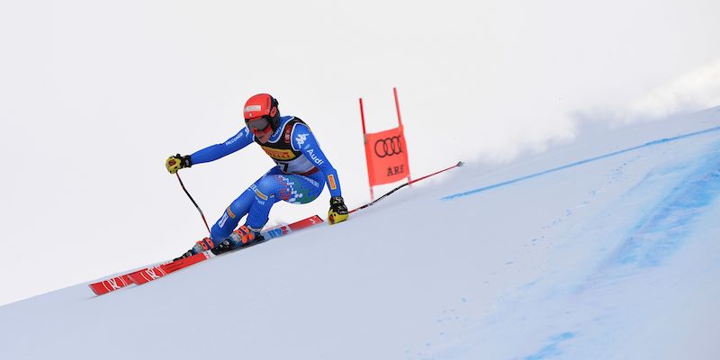 Federica Brignone nel supergigante ai Mondiali di sci in Svezia (JONATHAN NACKSTRAND/AFP/Getty Images)