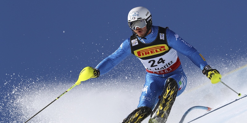 Giuliano Razzoli ai Mondiali di Sankt Moritz del 2017 (AP Photo/Alessandro Trovati)