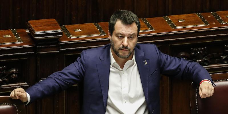 Matteo Salvini, ministro dell'Interno, nell'aula della Camera dei Deputati durante il Question Time, Roma 13 febbraio 2019. ANSA/FABIOFRUSTACI