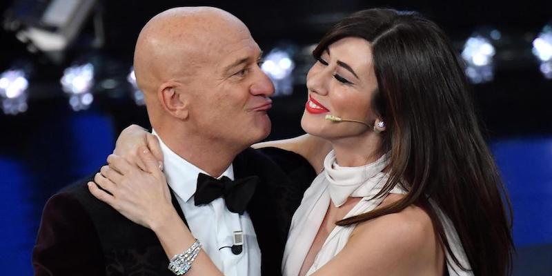 Claudio Bisio e Virginia Raffaele al Festival di Sanremo, il 7 febbraio 2019 (ANSA/ETTORE FERRARI)