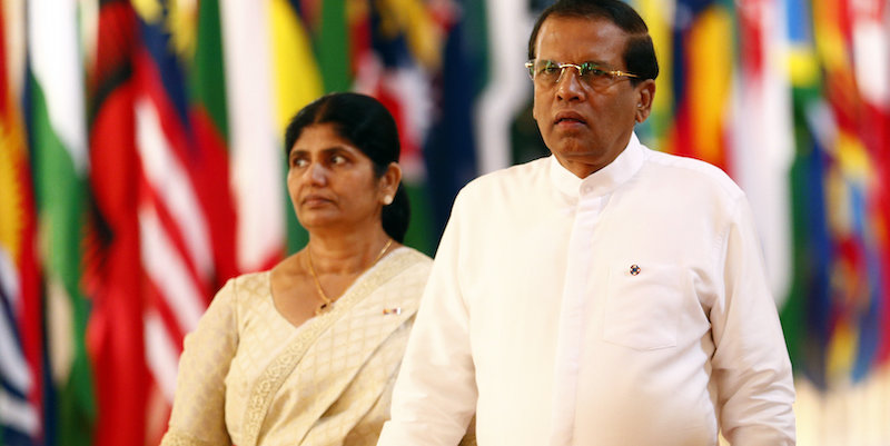 Il presidente dello Sri Lanka, Maithripala Sirisena, e sua moglie Jayanthi (Andrew Winning - Pool /Getty Images)