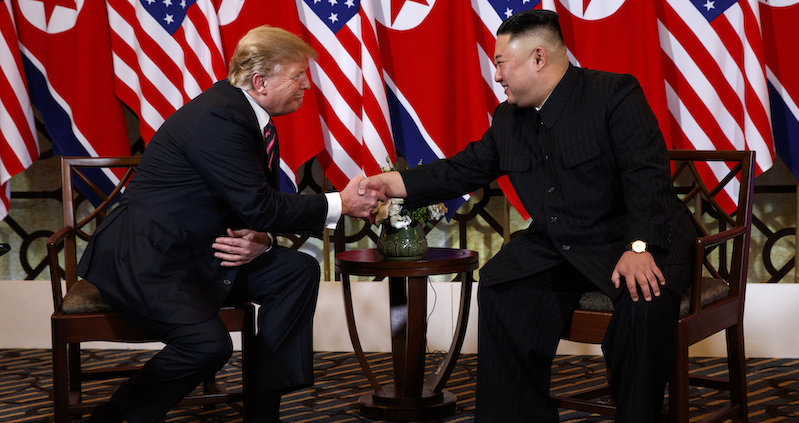 Donald Trump e Kim Jong-un, Hanoi, 27 febbraio
(AP Photo/ Evan Vucci)