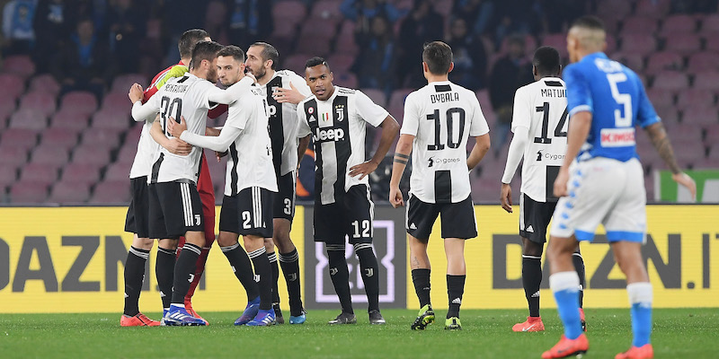 I giocatori della Juventus dopo il secondo gol al Napoli (Getty Images)