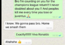 Cosa scriveva Cristiano Ronaldo su WhatsApp prima della rimonta