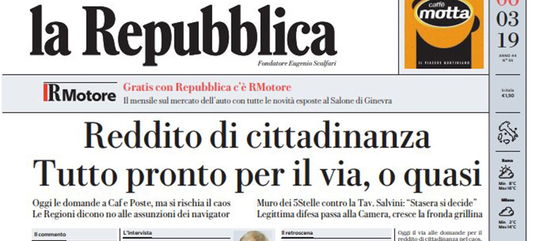 Le prime pagine di mercoledì 6 marzo 2019