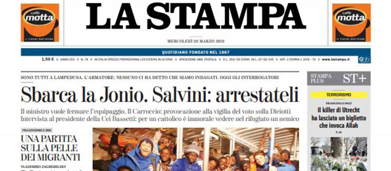 Le prime pagine di mercoledì 20 marzo 2019