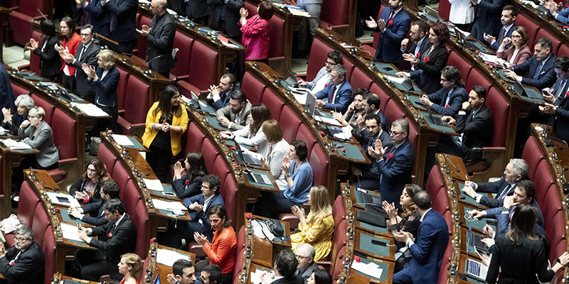 La votazione dell'emendamento sul Revenge Porn nel corso della discussione alla Camera sul decreto legge sulla violenza sulle donne, Roma, 2 aprile 2019
(ANSA/CLAUDIO PERI)