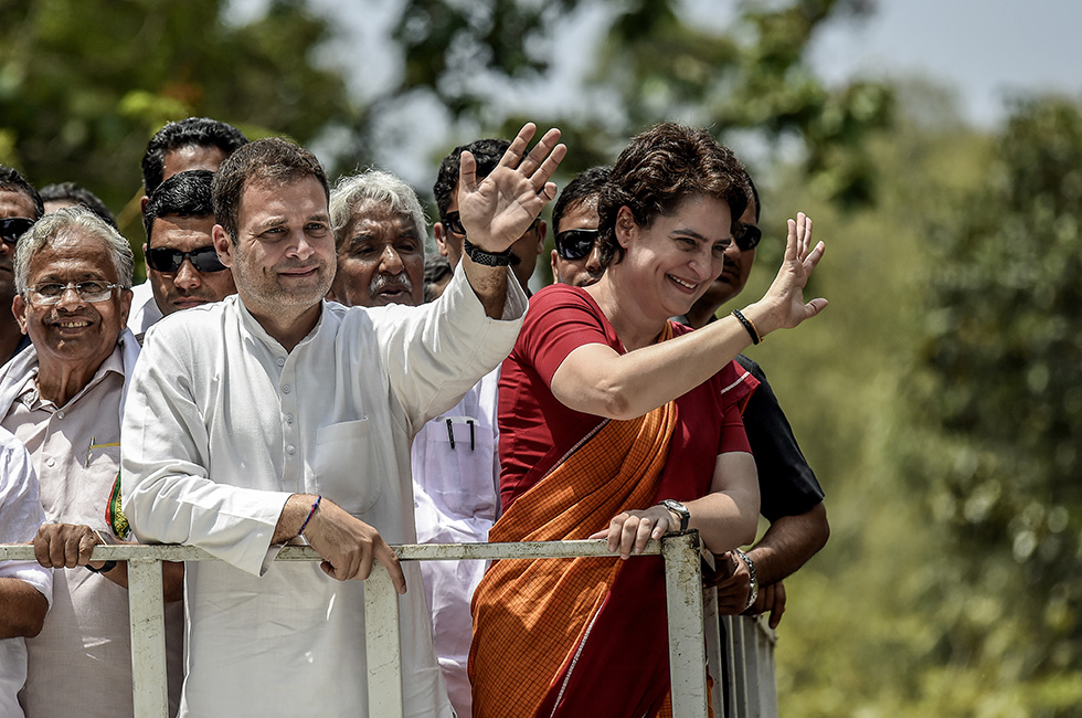 Rahul Gandhi e sua sorella Priyanka Gandhi (Atul Loke/ Getty Images)