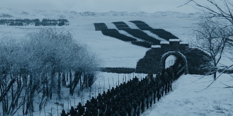 Una scena tratta dal primo episodio dell'ottava stagione di Games of Thrones (HBO)