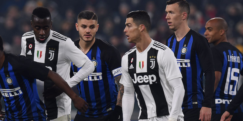 Blaise Matuidi, Mauro Icardi, Cristiano Ronaldo e Ivan Perisic durante Juventus-Inter (Getty Images)