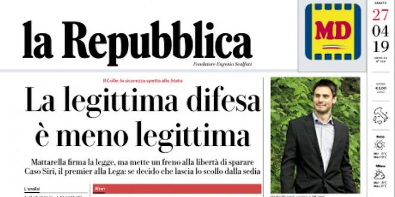 Le prime pagine di sabato 27 aprile 2019