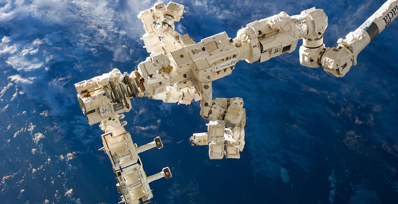 Il braccio robotico della Stazione Spaziale Internazionale che ha sostituito il MBSU rotto. (NASA)