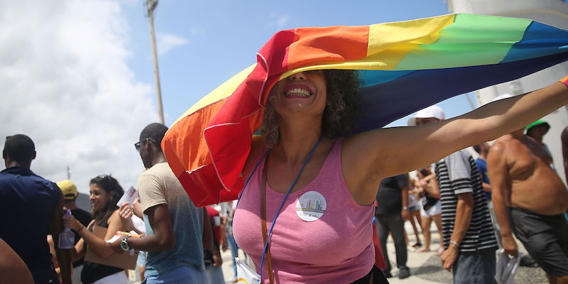 Una donna durante l'annuale Gay Pride di Rio de Janeiro, in Brasile.(Mario Tama/Getty Images)