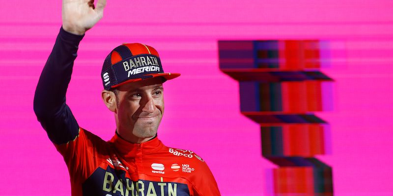 Vincenzo Nibali alla presentazione del Giro a Bologna (Luk BENIES / AFP)