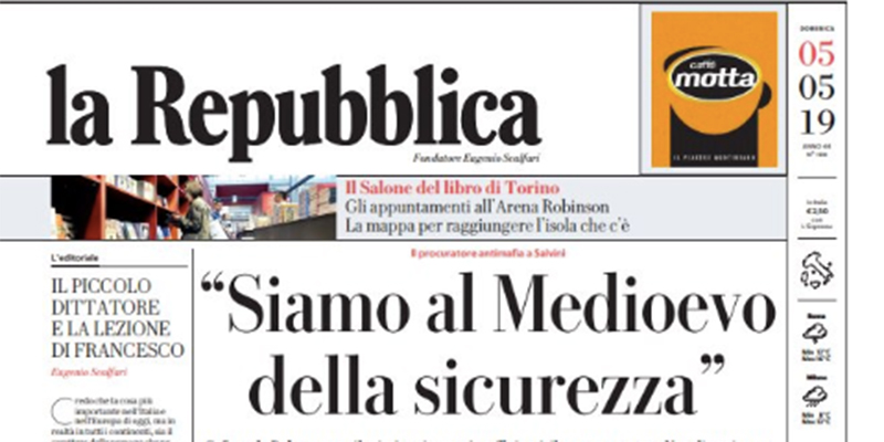 Le prime pagine di domenica 5 maggio 2019