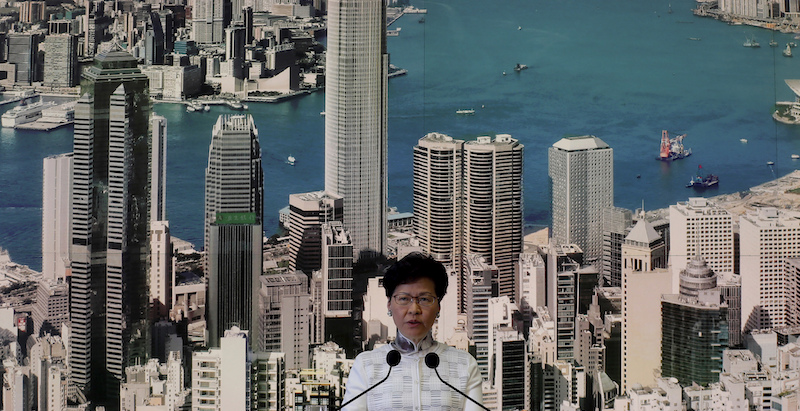 Carrie Lam annuncia la sospensione dell'emendamento, Hong Kong, 15 giugno 2019
(AP Photo/Kin Cheung)
