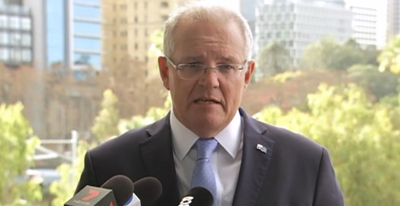 Il primo ministro australiano Scott Morrison annuncia il ritorno degli otto minori australiani dalla Siria, Perth, 24 giugno 2019
(Australian Broadcasting Corporation via AP)